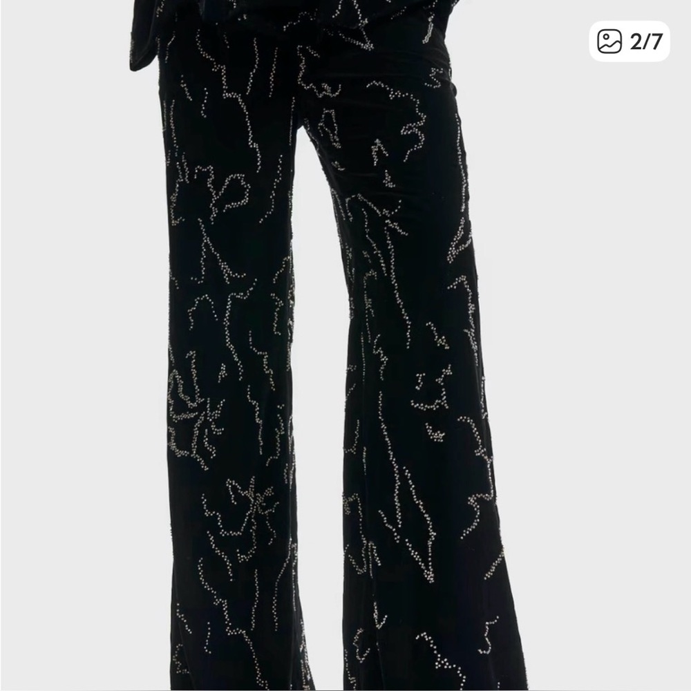 H&M Edition - Elegant Black Beaded Women's Pants Velvet -NTW - Size 0